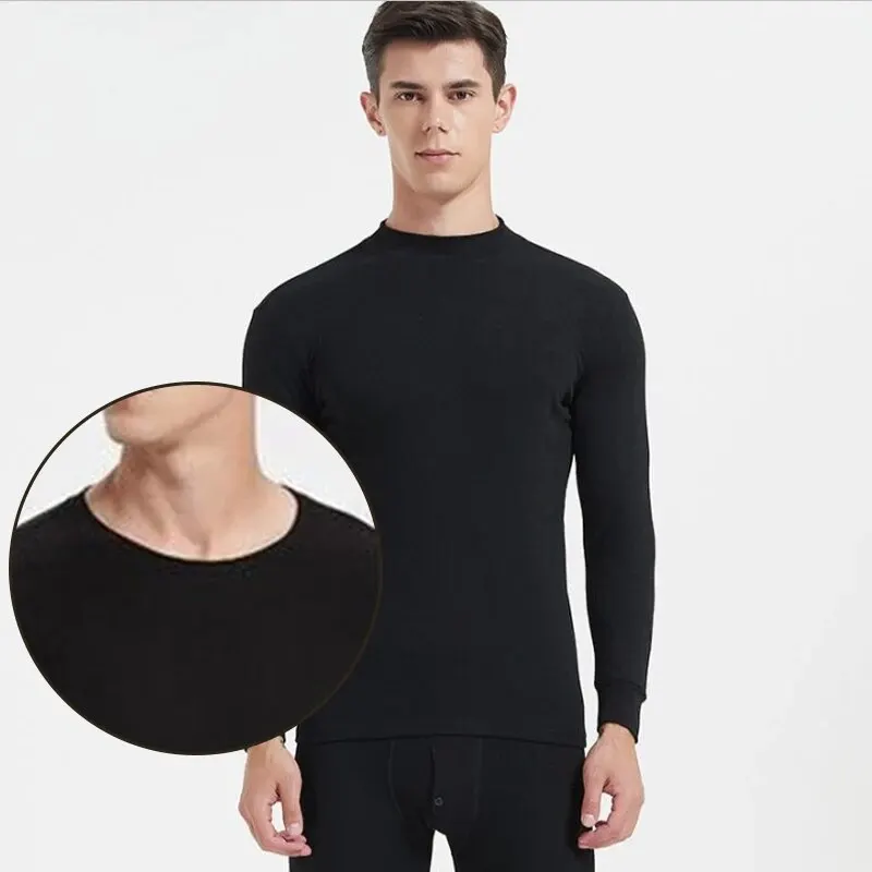 Wrap-Around Round Neck Thermal Underwear Men\'s Fall And Winter Double-Sided Abrasion Hair Fall Pants