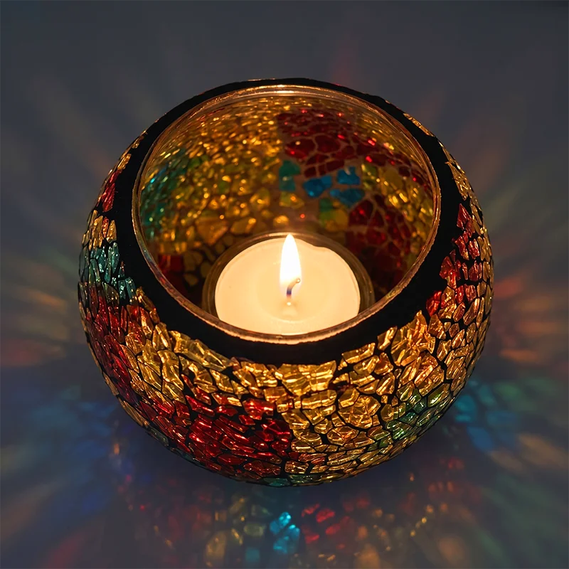 Rainbow Empty Candle Jars DIY Homemade Candle Container Glass Mosaic Jars for Candles Holder Vessel Storage