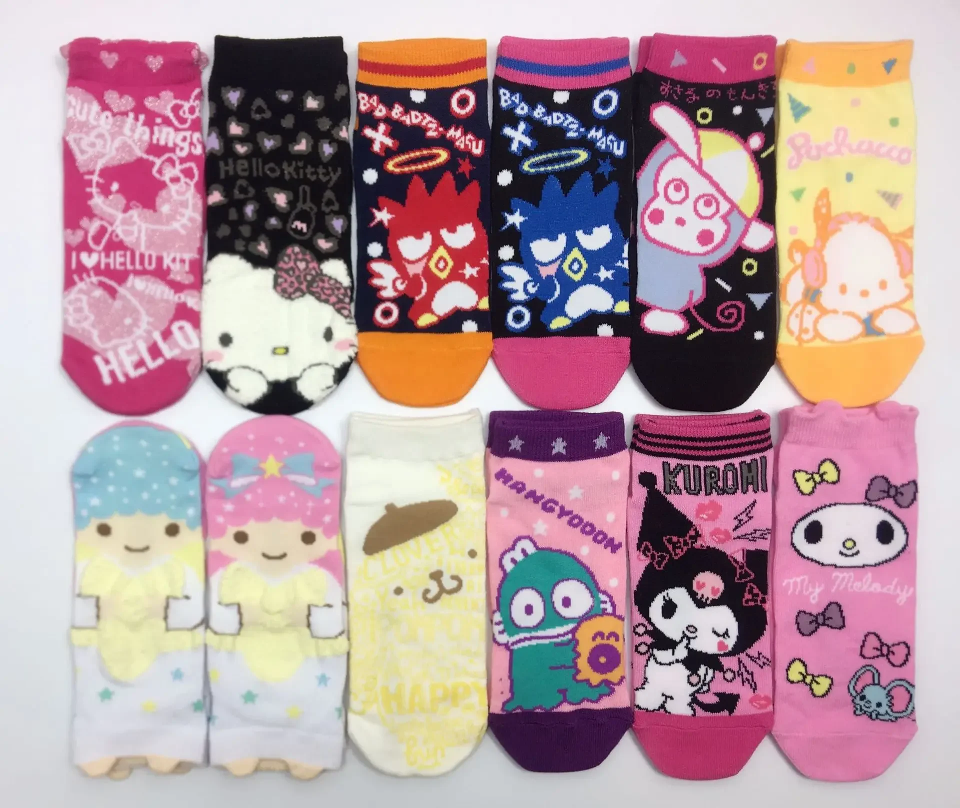 15pcs Genuine Sanrio Children Youth Cotton Socks Kuromi Cotton Cute Fashion Children Boys Girls Birthday Gift Sanrio Socks