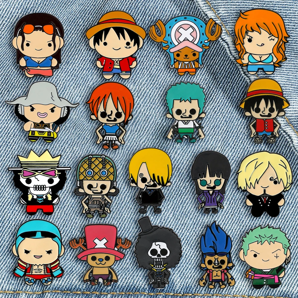 18 Broches Lindos de Roronoa Zoro, Usopp, Brook, Tony Tony Chopper, Pin Esmaltado, Accesorios de Metal para Mochilas, Ropa, Joyería, Regalos