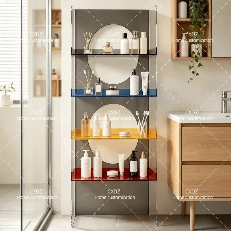 Transparent Storage Rack Multi Layer Waterproof Moisture Proof Bathroom Floor Cabinet Durable Organizer Shelf for Home