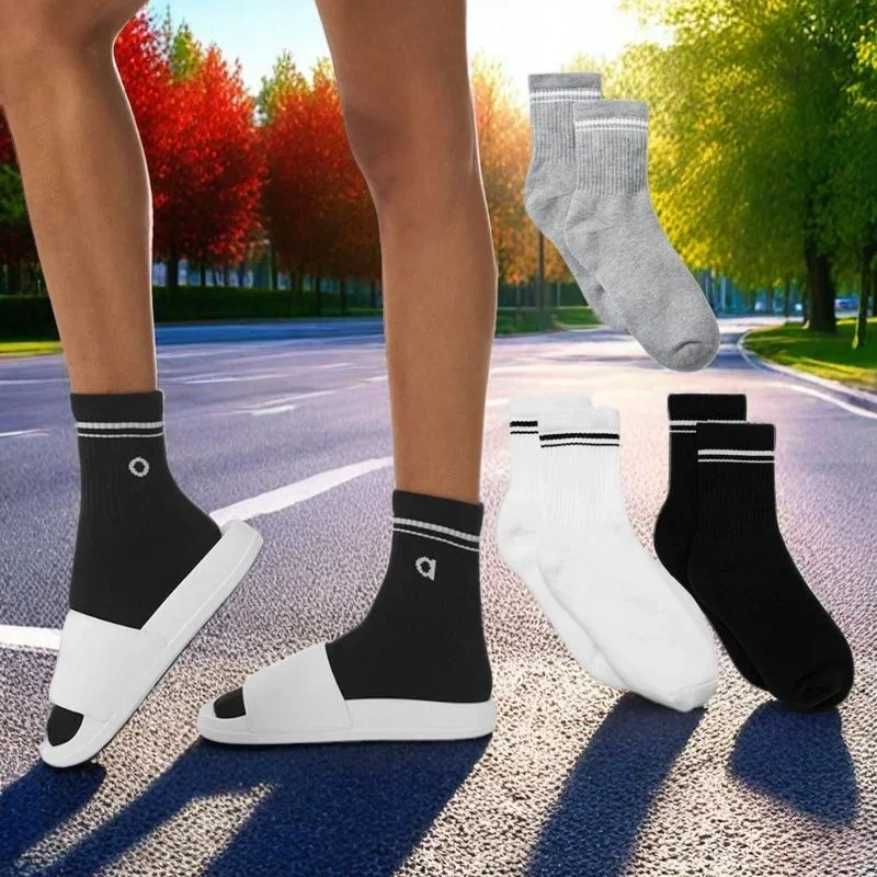 AL Four Seasons Unisex Half-Crew Throwback Sock Retro Cotton Socks Comfortable Yoga Pilates Fitness Women's Sports Yoga Socks