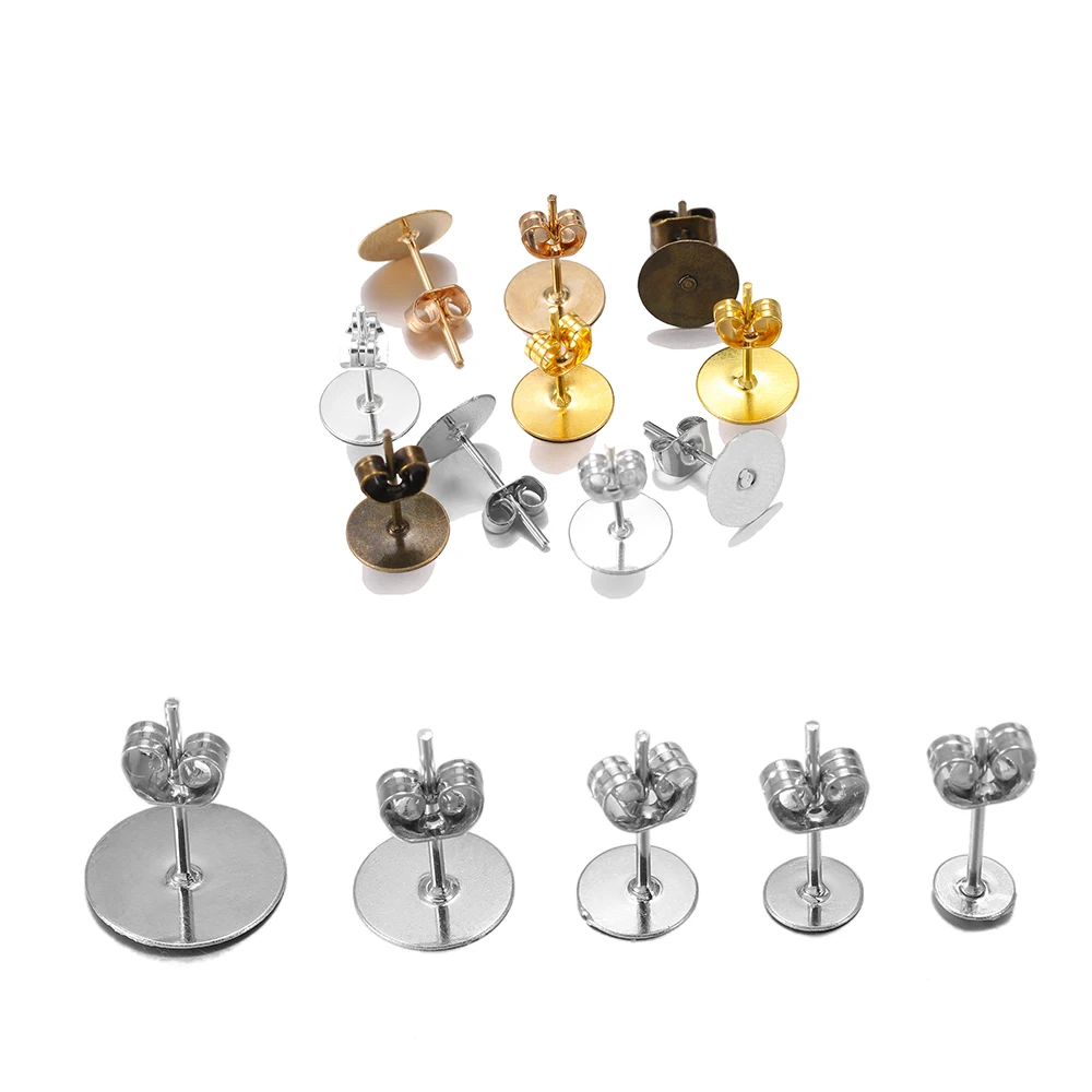 100 teile/los Durchmesser 4 6 8 10mm Ohr stecker leere Basis mit Ohrringen Stecker Befunde passen Cabochon Cameo Einstellungen für die Schmuck herstellung