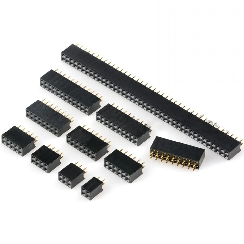 100Pcs 2.0mm 2x2/3/4/5/6/8/10/12/16/40 Pin Stright Female Double Row Pin Header Strip PCB Connector