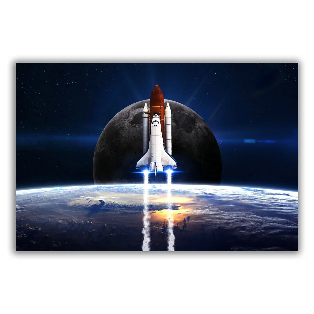 HT098 Spectacular Universe Earth And Moon Space Station Astronaut Silk Fabric Poster Art Decor Indoor Painting Gift