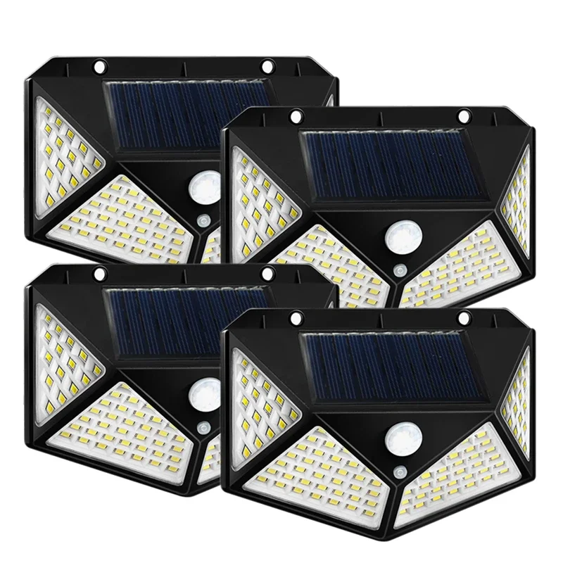 Outdoor Solar Lamp 1/2/4Pcs 100 LED Solar Wall Lights  PIR Motion Sensor Solar Powered Sunlight Street Light for Garden Light