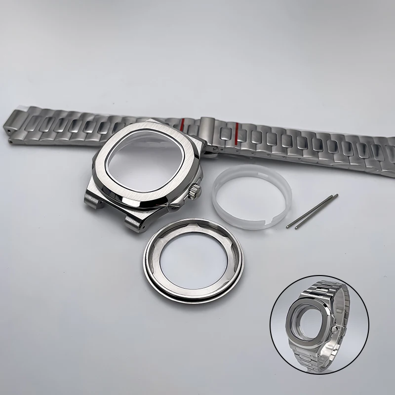 

Rose Gold/Silver Square Watch Case Kit 43mm Sapphire Glass Compatible with NH35 Movement 30.5mm Dial Watch Modification