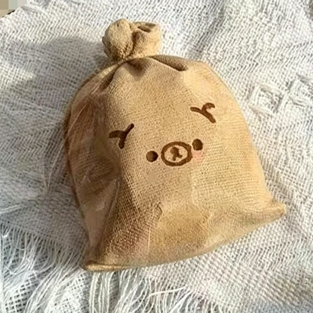 Hot Simulation Linen Pouch Bear Mochi Squishy Soft Elastic Slow Rising Drawstring Bag Design Cute Stress Relief Hand Squeeze Toy - view 3