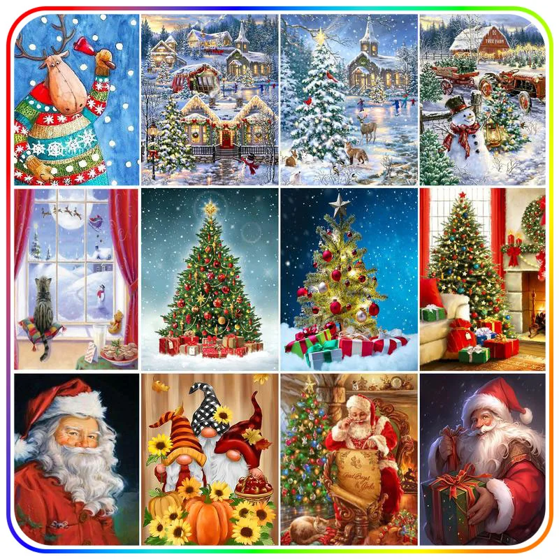 SDOYUNO Diamond Painting Christmas Tree Santa Claus Cartoon Special Diamonds Round Diamond Art Accessories Decorative Diy Kit