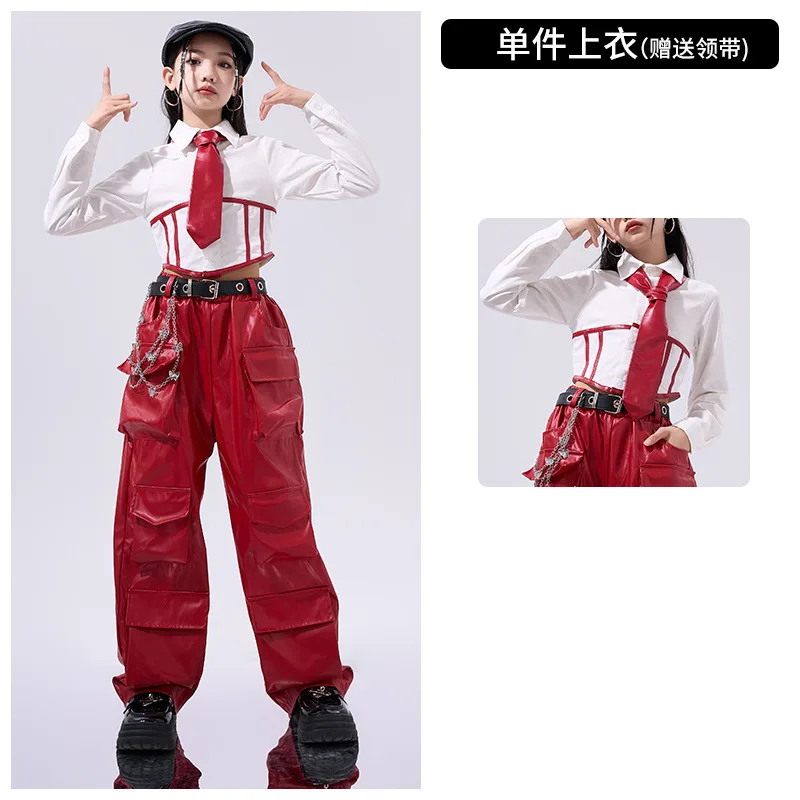 الفتيات الهيب هوب المحاصيل الأعلى بولي Leather السراويل الجلدية البضائع الطفل زي مدرسي ازياء الاطفال الشارع الشهير الجاز K-pop شارع الرقص الملابس مجموعات