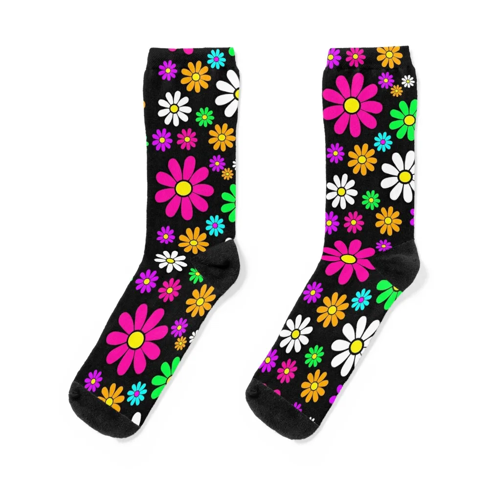 

Hippie Groovy Daisies Flowers Happy Flowers Pattern Socks cycling custom sports set Girl'S Socks Men's