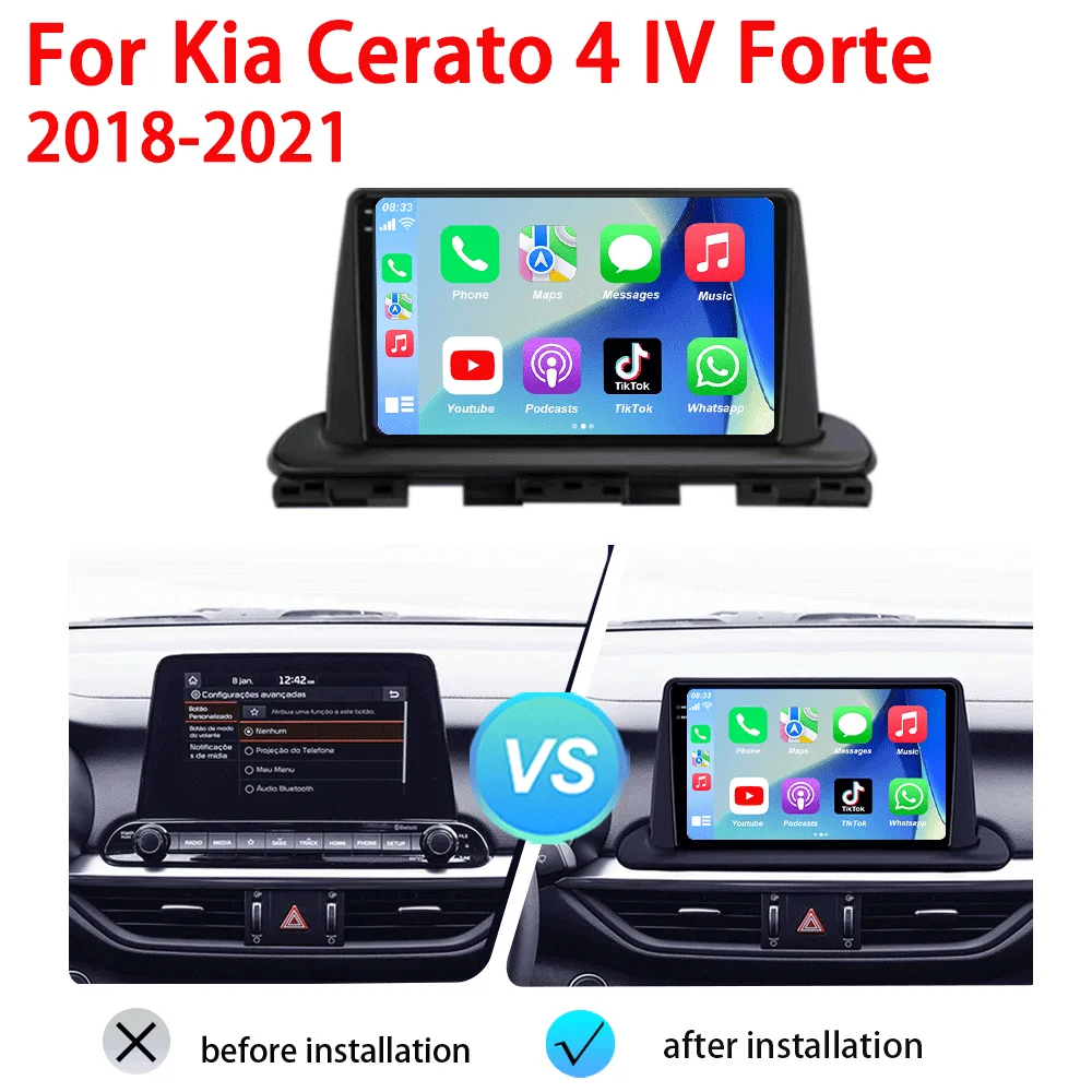 Android 15 For Kia Cerato 4 IV Forte 2018 2019 2020 2021 Bluetooth Car Radio Stereo Intelligent System Carplay Multimedia Screen