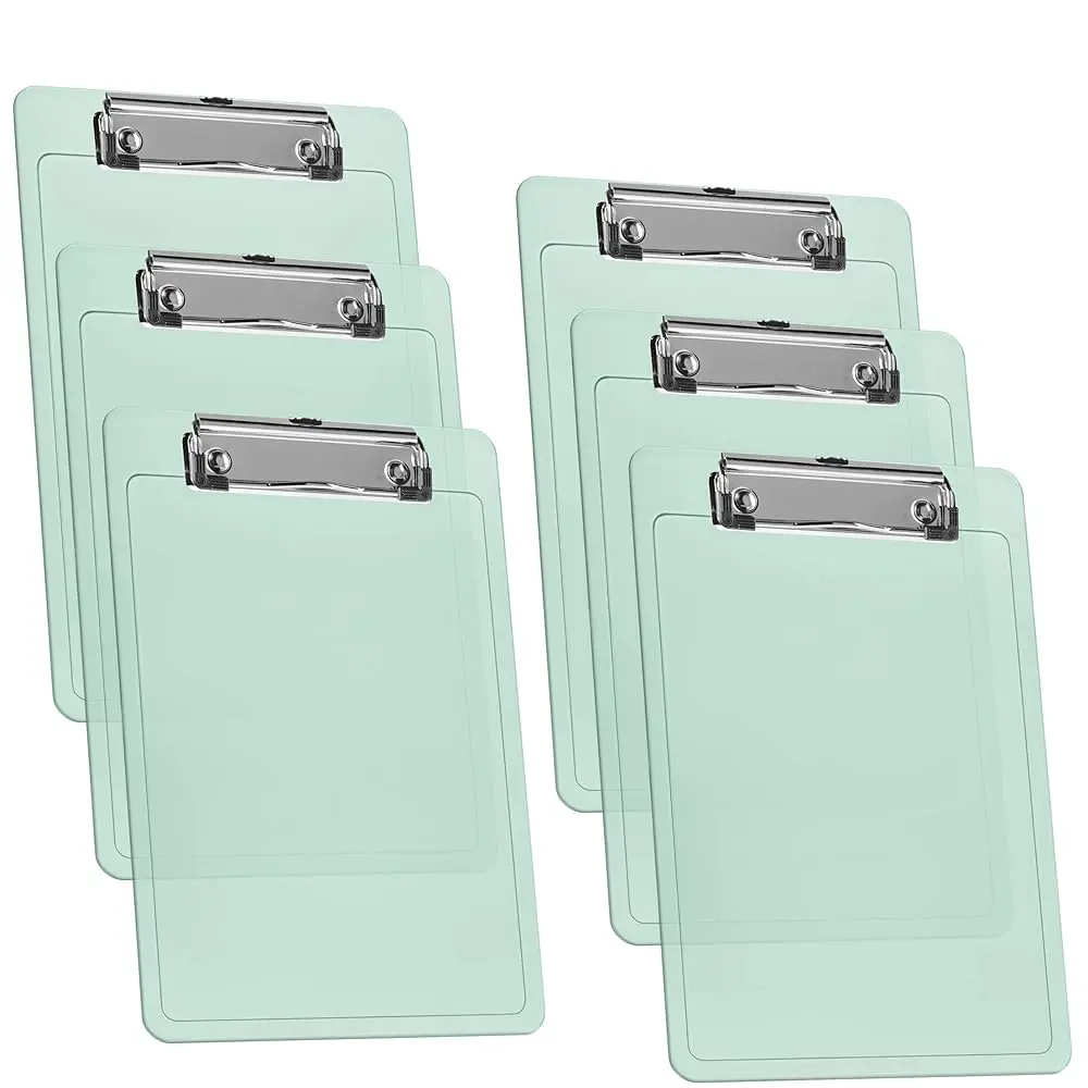 

Free Shipping-Clipboard Memo Size A5 (9 1/4” x 6 5/16”) Low Profile Clip (Plastic) (Clear Green Color) (6 Pack)