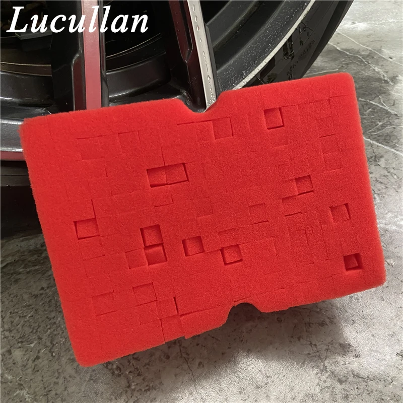 Lucullan Large Cross Cut Durable Soft Foam Grid Sponge Rinseless Absorbent Easy Grip Non Scratch Car Wash Tools