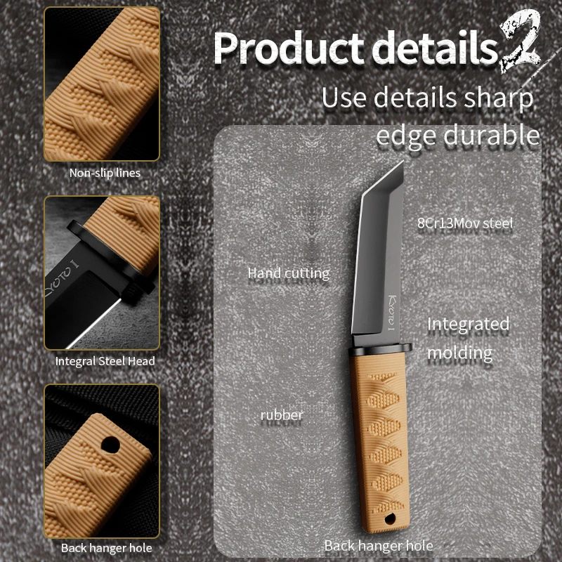 شفرات ثابتة عالية الجودة، أدوات خارجية متعددة الوظائف، سكاكين خارجية، مفضلة للتخييم والمشي لمسافات طويلة، متينة ومحمولة #3