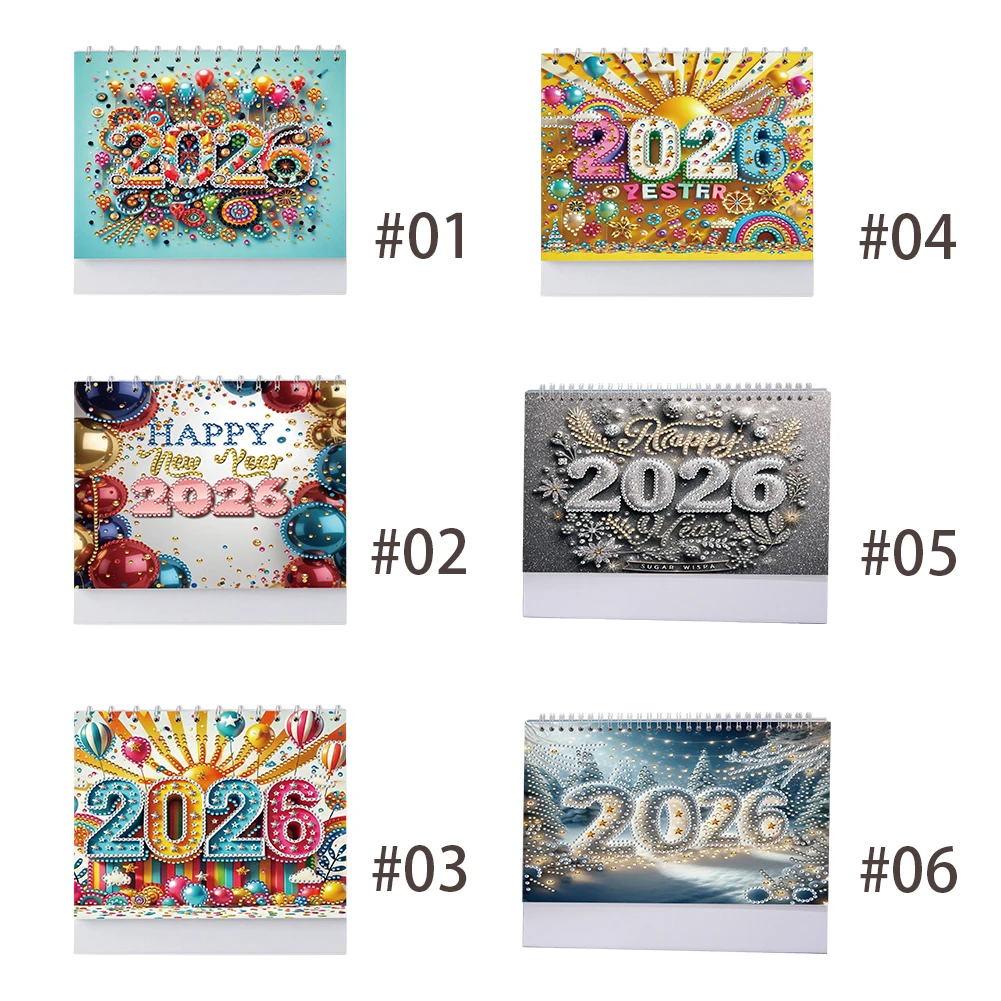 

5D/DIY Calendar Diamond Art Paper Desk Calendar Partial Drill Crystal Painting Desk Calendars Kit for Wedding Birthday Holiday