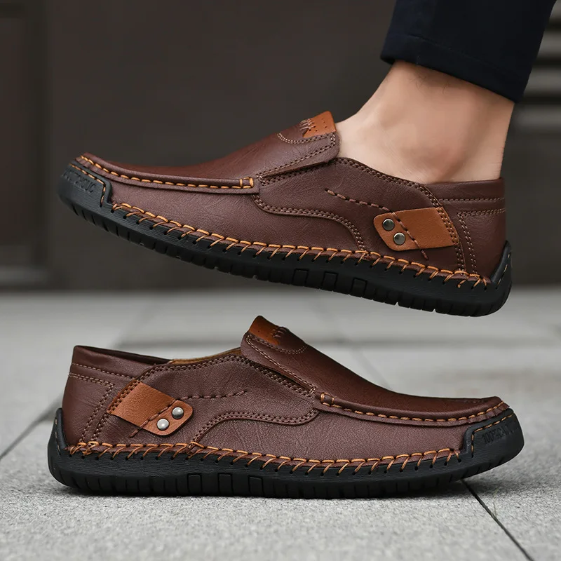 Leather Men Shoes Luxury Trendy 2024 Casual Slip on Formal Loafers Man Moccasins Italian Black Male Driving Shoes Sneakers