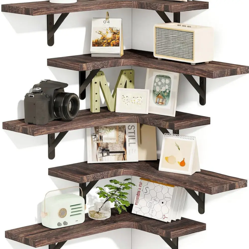 Wooden Floating Wall Shelves Storage Organizer Rack For Bathroom Kitchen Living Room Home Decor Display Furniture