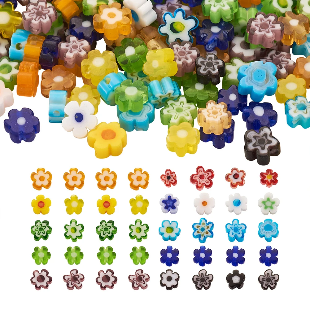 

1 Box Floral Handmade Millefiori Glass Bead Loose Spacer Beads Colorful Trendy DIY Necklace Jewelry Making Findings 4~7.2x2.6mm