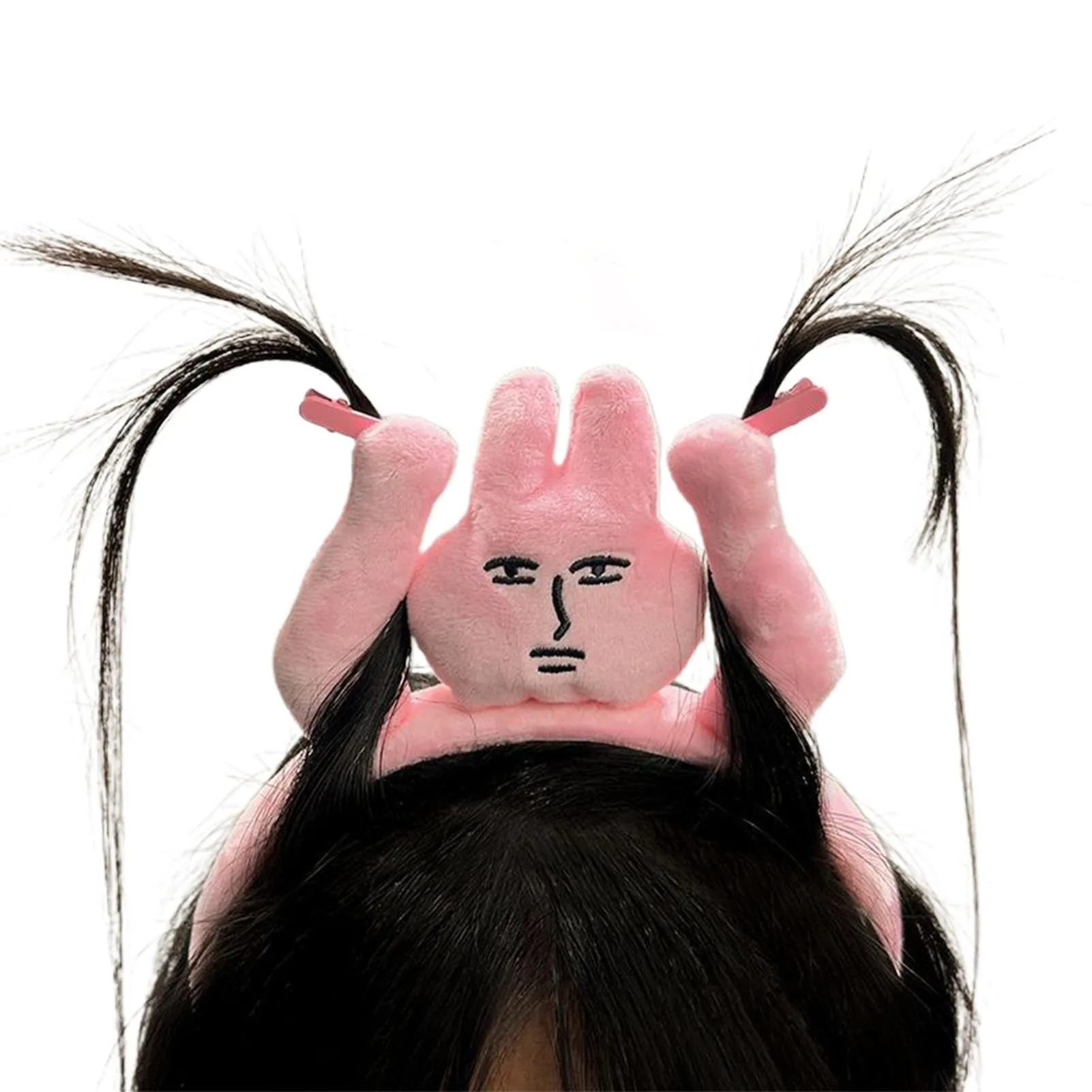 1-3PCS Headbands New Pink Bunny Hair Band Quirky Fun Plush Headband Grip Bangs Cute Photo Decoration Hair Bands Headdress image 2