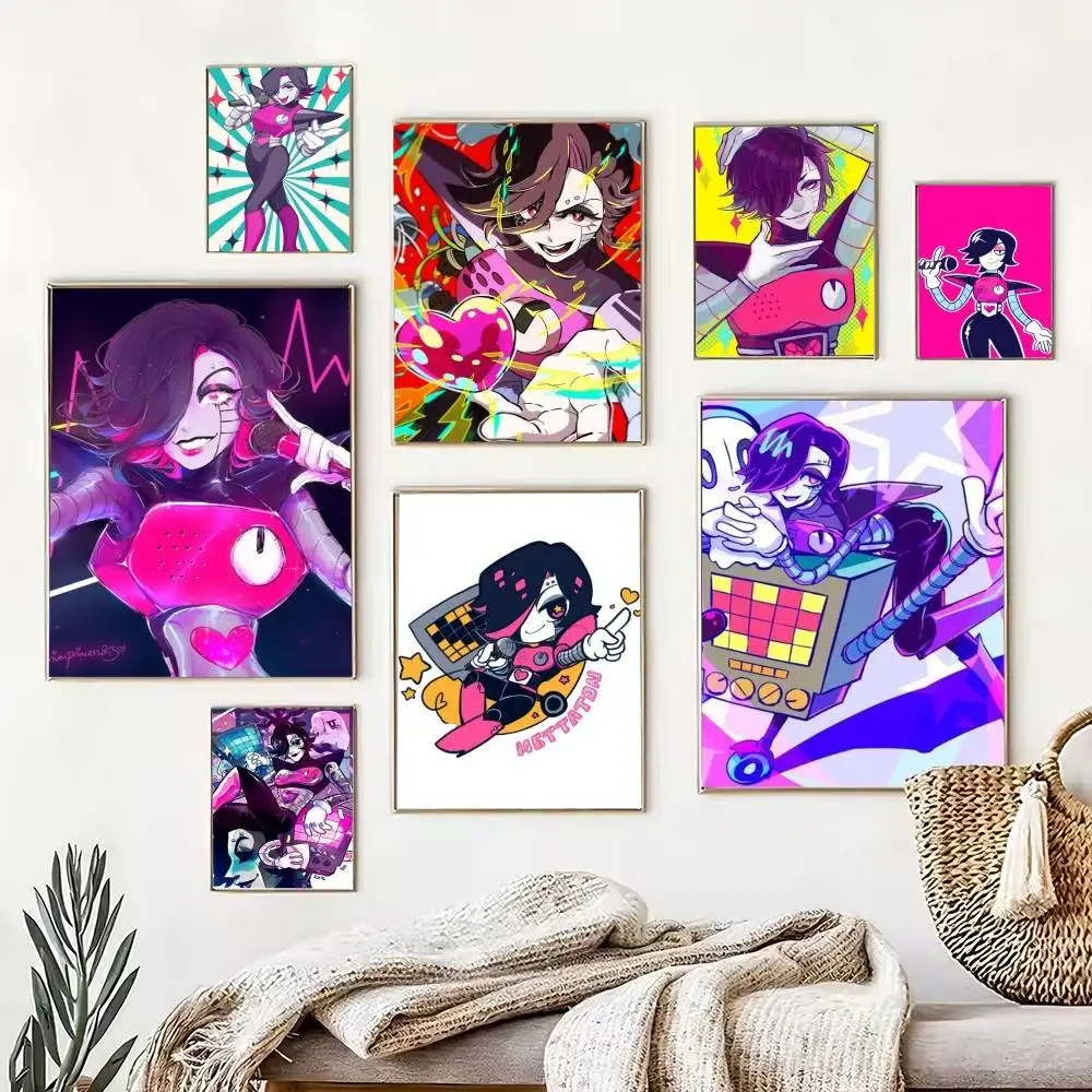 mettaton undertale  Poster Waterproof Wall Art Sticker For Bar Living Room Vintage Decor High Quality Print Gift