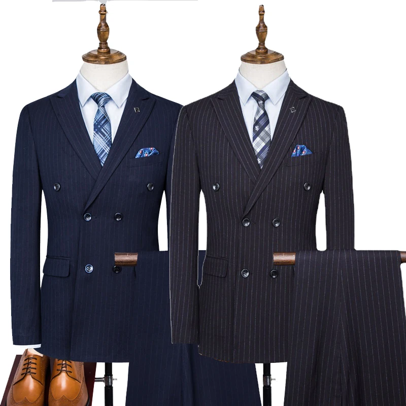 

2025 New Men's Suit Italian Style Striped Party Tuxedos Fashion Men's Wedding Social Slim Fit Suit 2 Piece Set (Jacket +Pants)