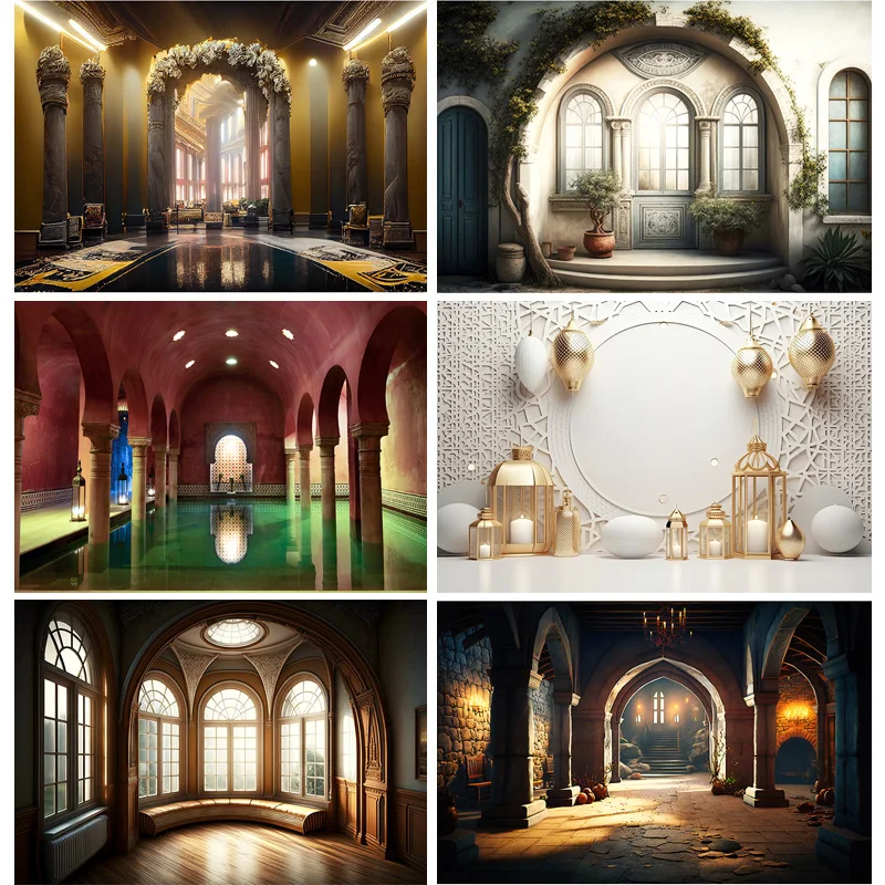 

Retro Palace Castle Theme Photography Backdrops Props Vintage Theater Opera European Style Church Photo Studio Background ET-09