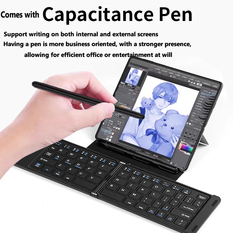 Portable Fold Bluetooth Keyboard Wireless Foldable Keyboard for Huawei Mate X6 MateX6 XT X5 X3 X2 Xs 2 with Mouse Condenser Pen