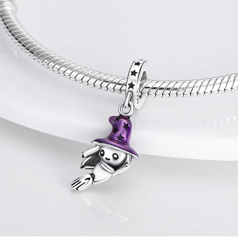 Charm 925 Pure Silver Pink Pendant Pink Ladybug Bead Pendant Bracelet Necklace Beads DIY Jewelry Accessories