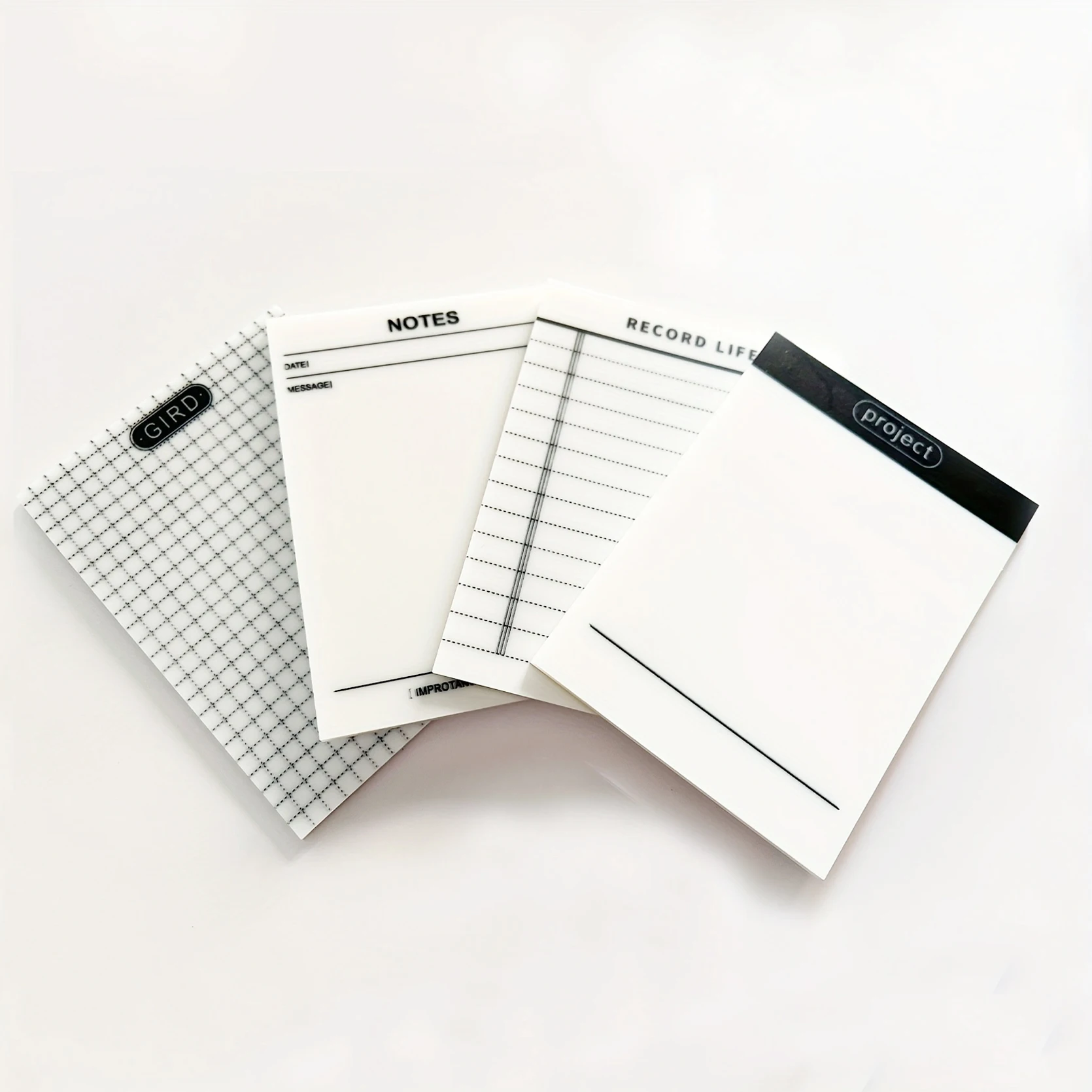 4er-Pack Minimalistische Transparente Haftnotizen Wasserfeste PET Klare Notizblöcke Selbstklebende Memos für Journaling Studium Büro