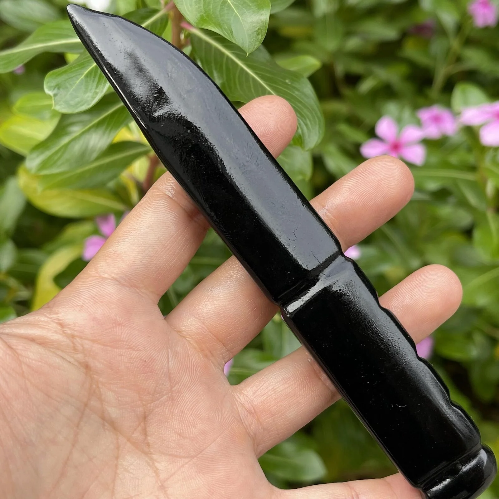 Mágica Natural Obsidiana Gravar Adaga, Cristal de Cura, Pedra Protetora, Faca Artesanal, Presente dos homens, Magia Amuleto Espada, 14-15cm