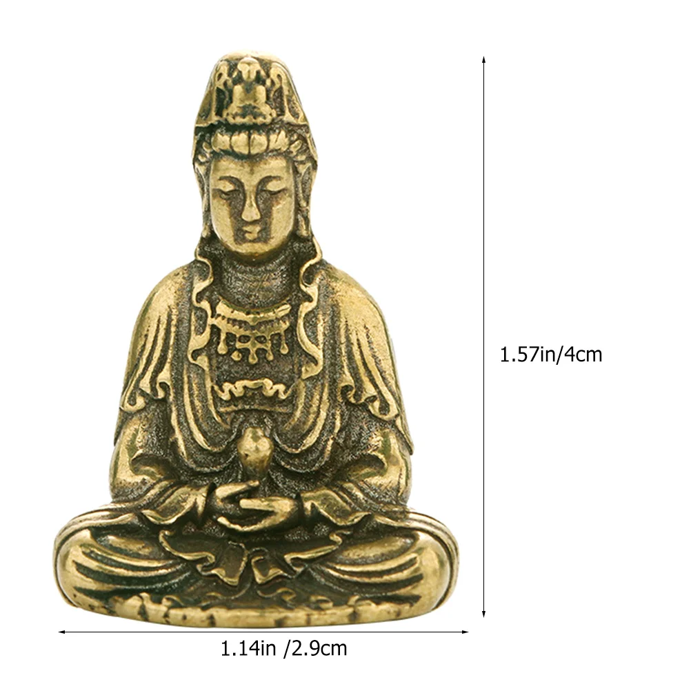 Brass Avalokitesvara Buddha Ornament Exquisite Indoor Desktop Decor Vintage Style Sacrificial Craft for Home Buddhist Decoration - view 5