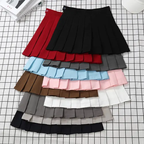 Imagen 2 del producto Falda negra de cintura alta para mujer, ropa de verano Vintage coreano Harajuku rojo A Line Mini Eam School, faldas cortas plisadas para mujer