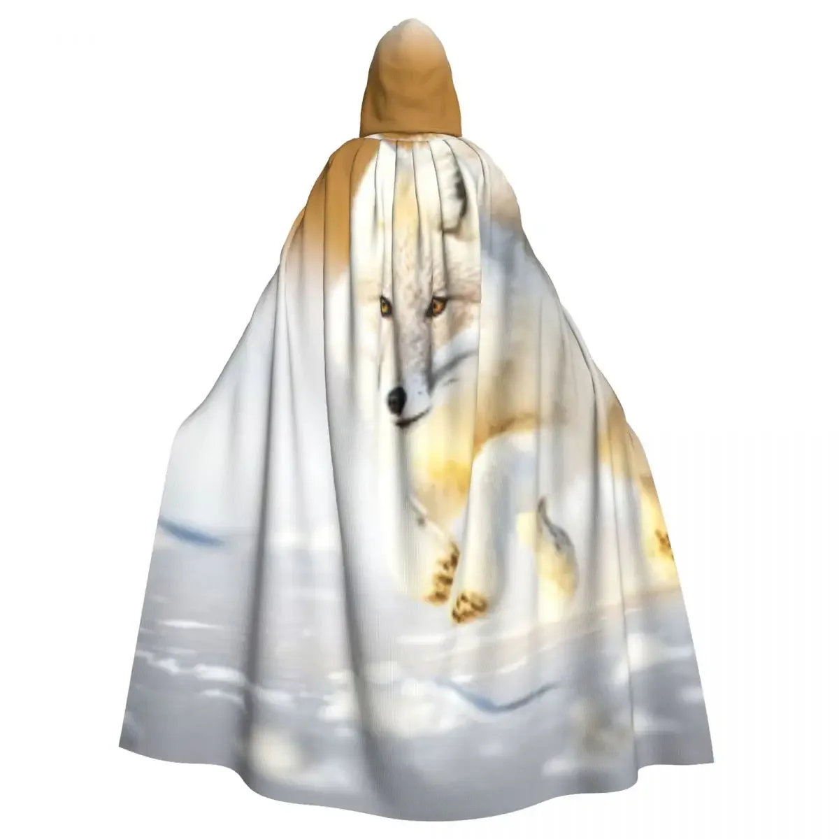 

Long Cape White Fox Runs Hooded Coat Autumn Hoodies