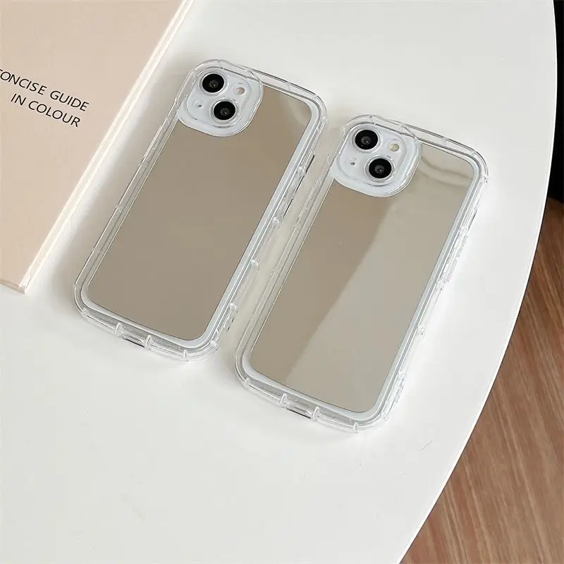 Luxury Transparent Mirror Phone Case for IPhone 16 15 14 13 12 11 XS Pro Max X XR 7 8 Plus Comes with Makeup Mirror Phone Case