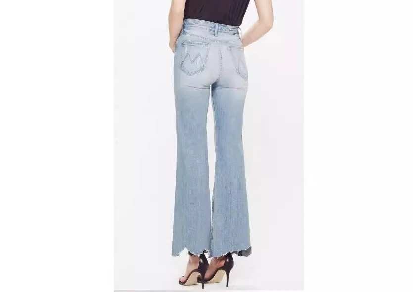 

Jeans For Women 2024 New Spring/Summer High Waist Light Blue Wide-Leg Flared Cropped Denim Pants Runway Style Casual Design High