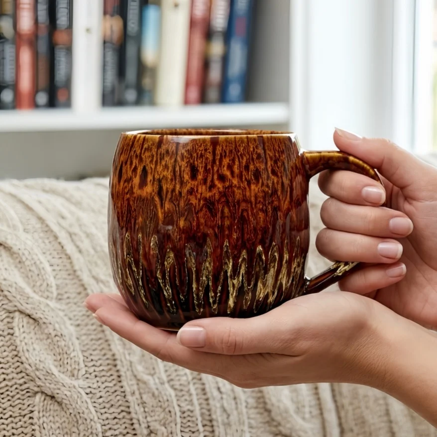 20oz Large Coffee Mug - Unique Handcrafted Look Ceramic Cup, Large Tea Mug, Microwave & Dishwasher Safe (red) 4