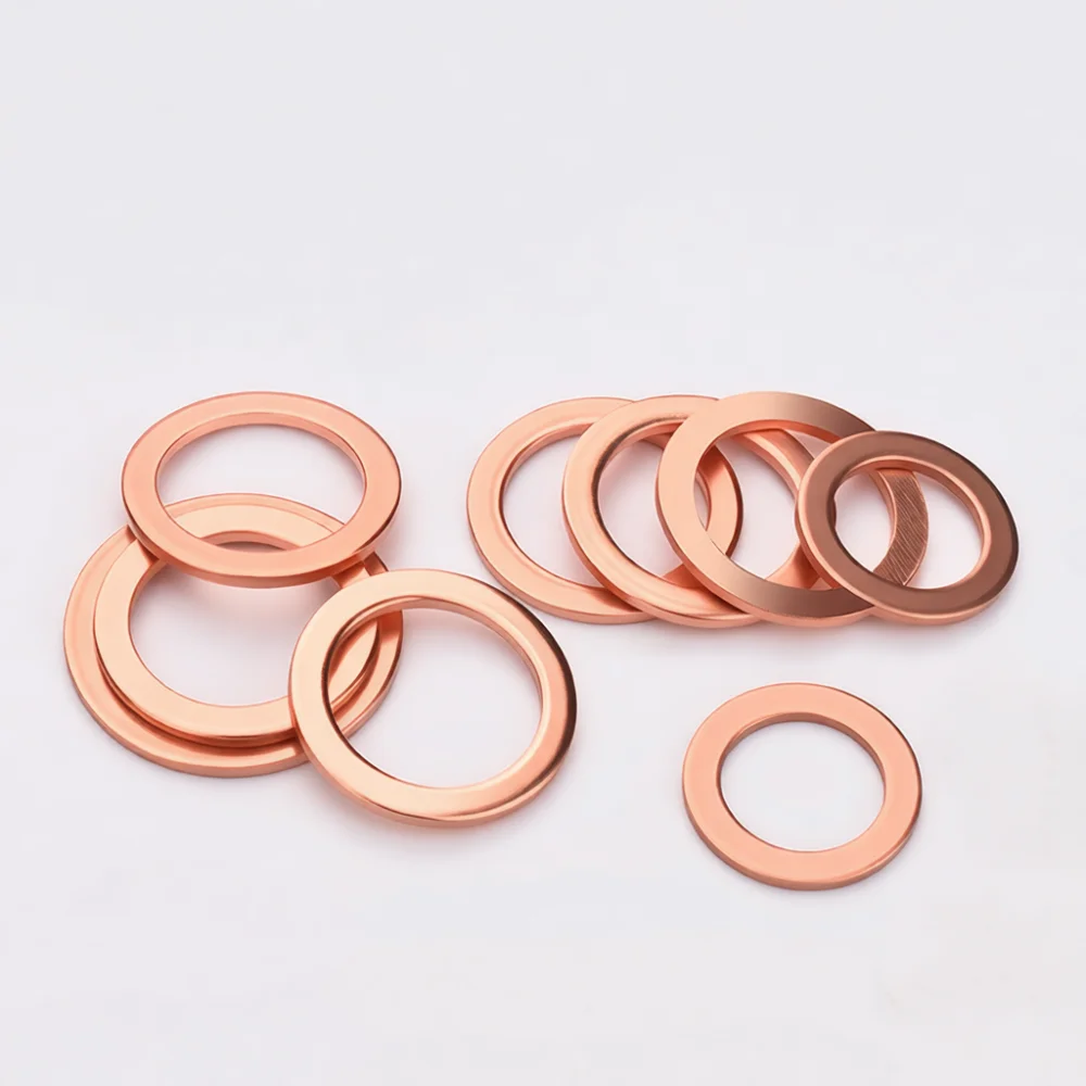 Solid Copper Flat Washers M5 Seal Gaskets Metal Fasteners For Plumbing Mechanical Assembly Hardware Engineering Projects