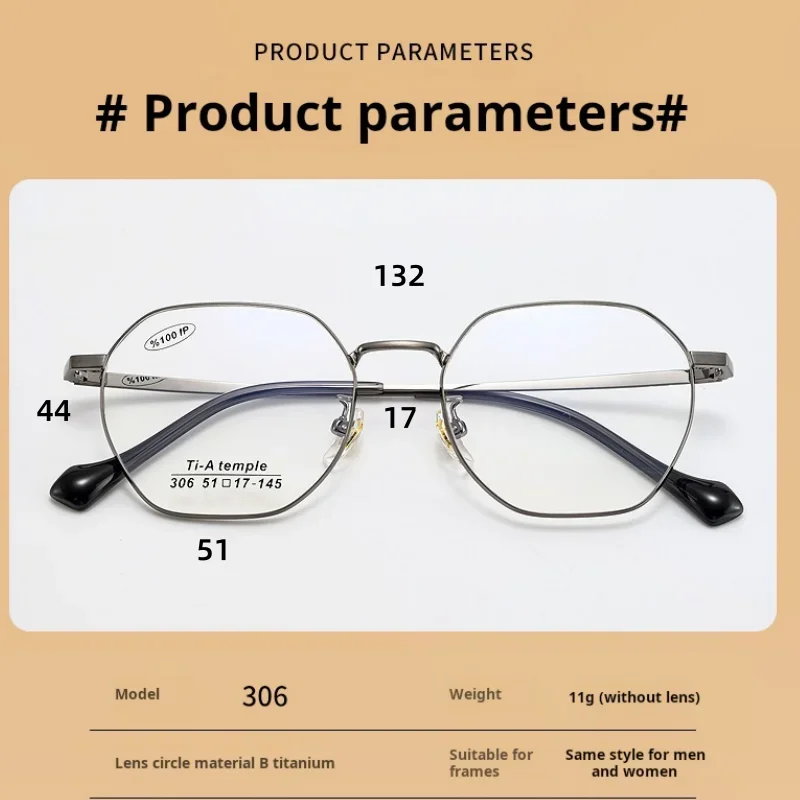 OLLYMURS موضة التيتانيوم الرجعية إطارات النظارات البصرية خفيفة مريحة صغيرة مضلع النظارات وصفة طبية النظارات 306