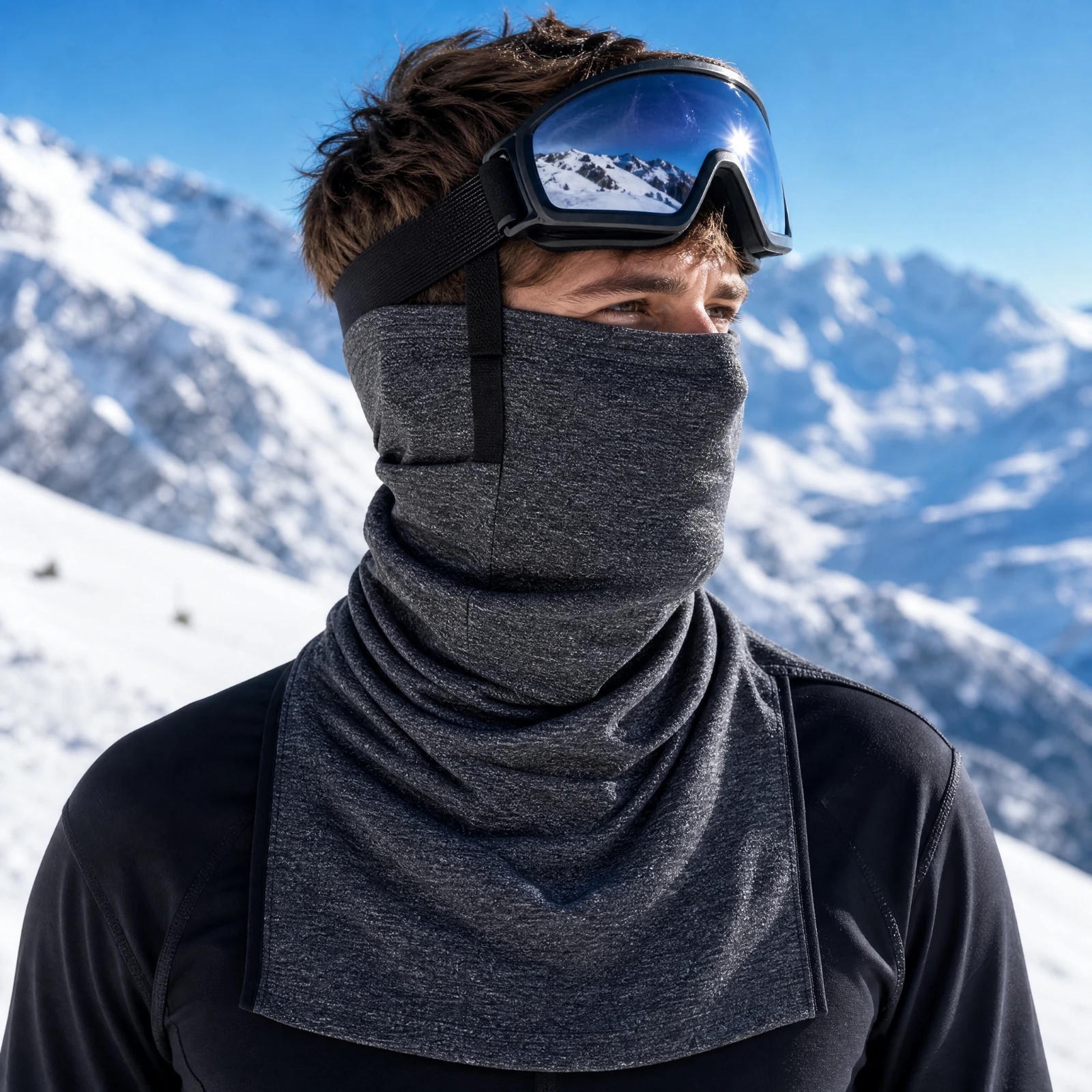 Fleece Gaiter with Shoulder Split Stretchy Fleece Gaiter with Elastic Headband Half Balaclava Multi-Functional Face Cover