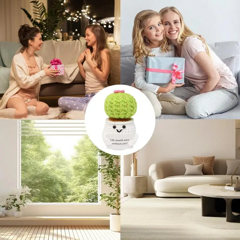 Boneca de malha de cacto suculento pequeno, Crochet Positivo, Brinquedo Cartoon, Encorajamento Engraçado e Bonito, Apoio Emocional, Capivara