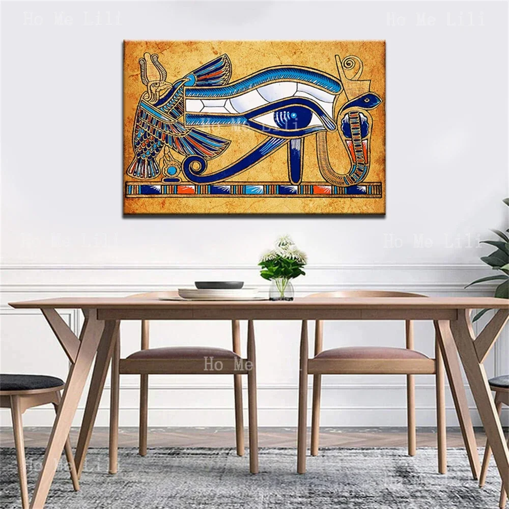 The Eye Of Horus Ancient Egyptian Snake God Pharaoh Egypt Papyrus Depicting Vintage Style Canvas Painting