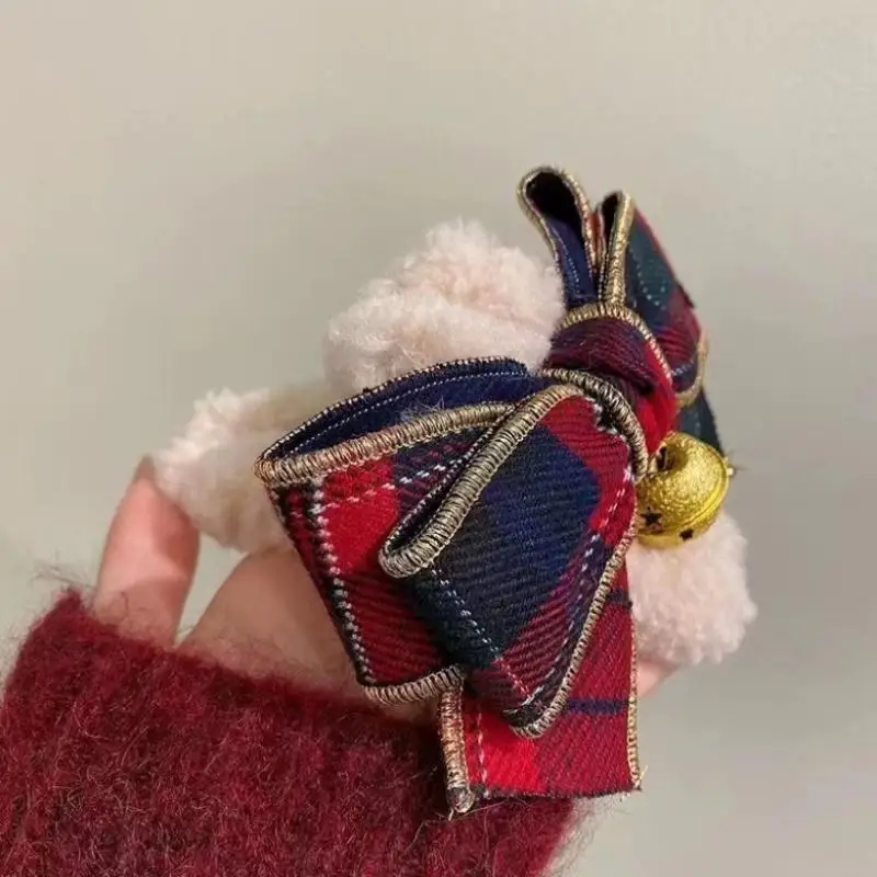 1pc natal sino arco grampo de cabelo de pelúcia, bonito outono/inverno volta da cabeça clipe para rabos de cavalo e penteados de coque, grande clipe de tubarão