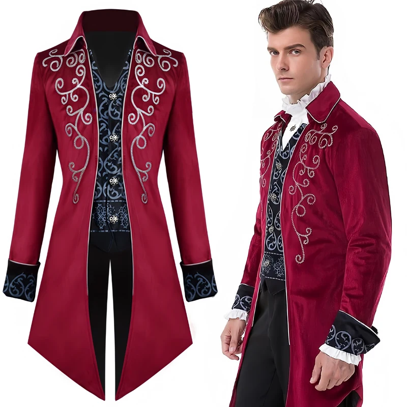 Herren Steampunk Vintage Frack Jacke Gothic viktoria nischen Gehrock Uniform Halloween Kostüm