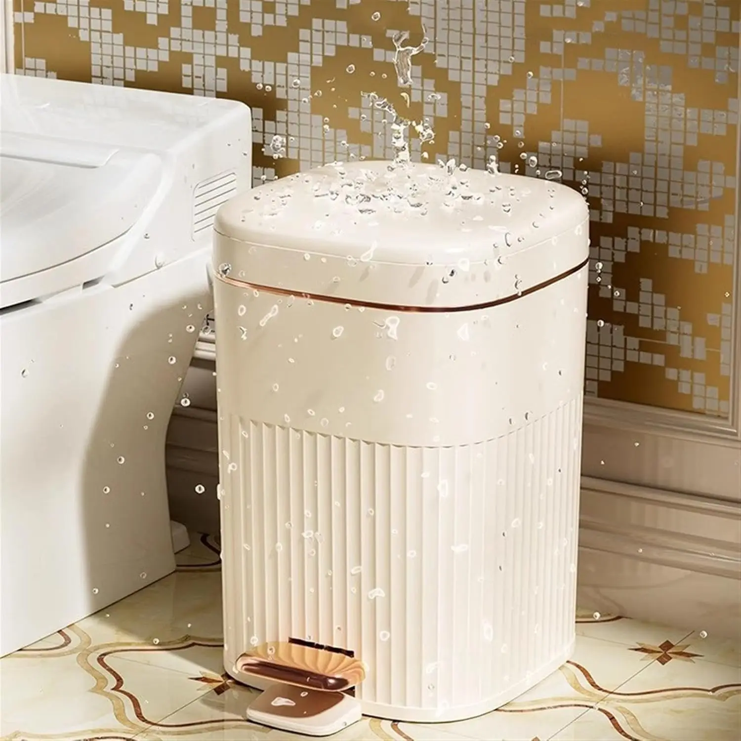 8/10L Foot Pedal Trash Can Waterproof Bathroom Waste Bins with Lid Large Capacity Garbage Bin Luxury Office Kitchen Trash Can