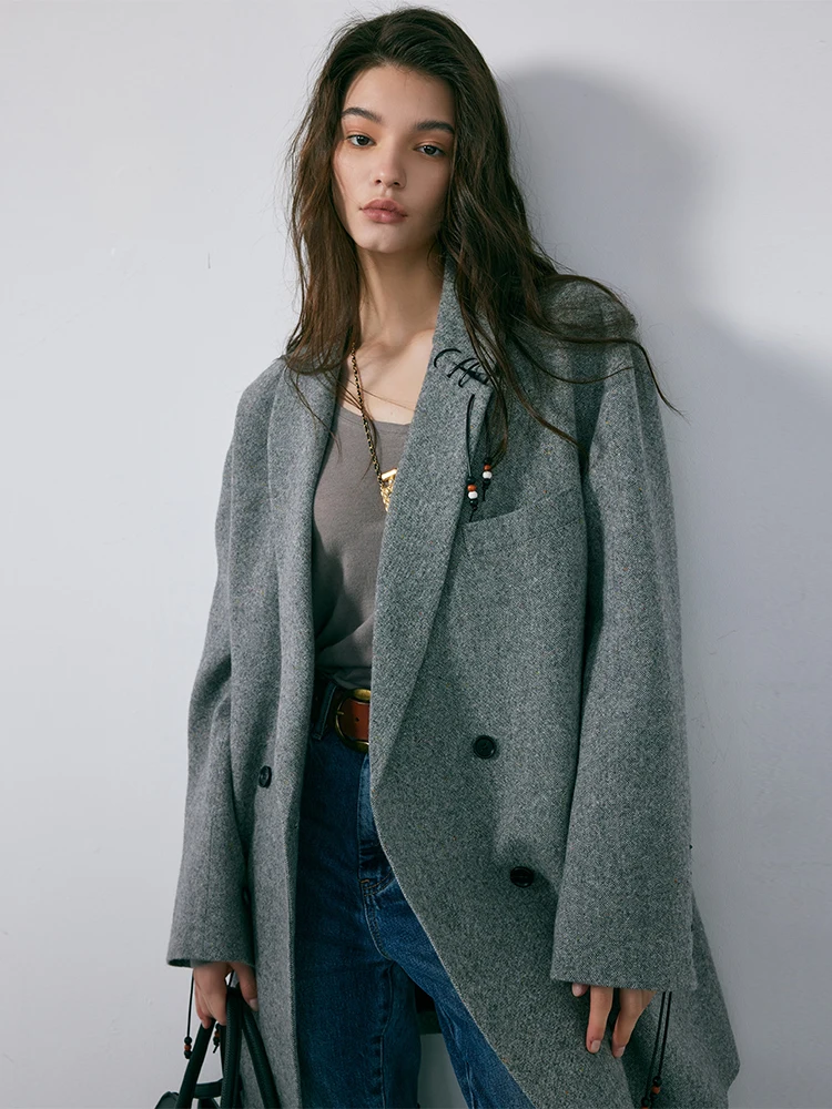 

Шерстяное пальто Vever Camere с высоким содержанием ценных горных шерстяных волокон, с воротником-стойкой, в стиле пэчворк, насыщенные цвета, осень-зима