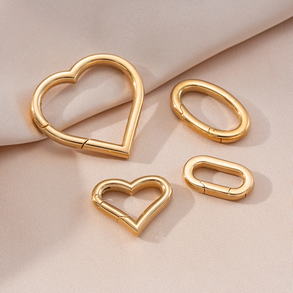 

2 шт. карабины-застежки из нержавеющей стали в форме сердца и круга для самостоятельного изготовления брелоков, ожерелий, фурнитуры для ювелирных изделий