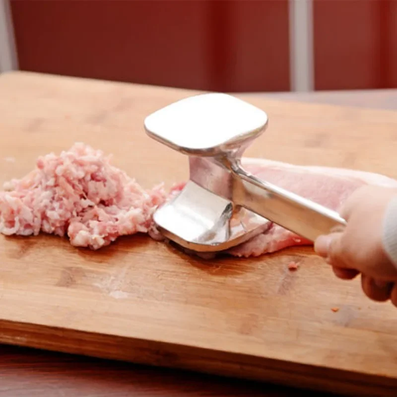 Double Sided Aluminum Meat Tenderizer Hammer Round Steak Pounder Portable Kitchen Tool for Cooking Baking