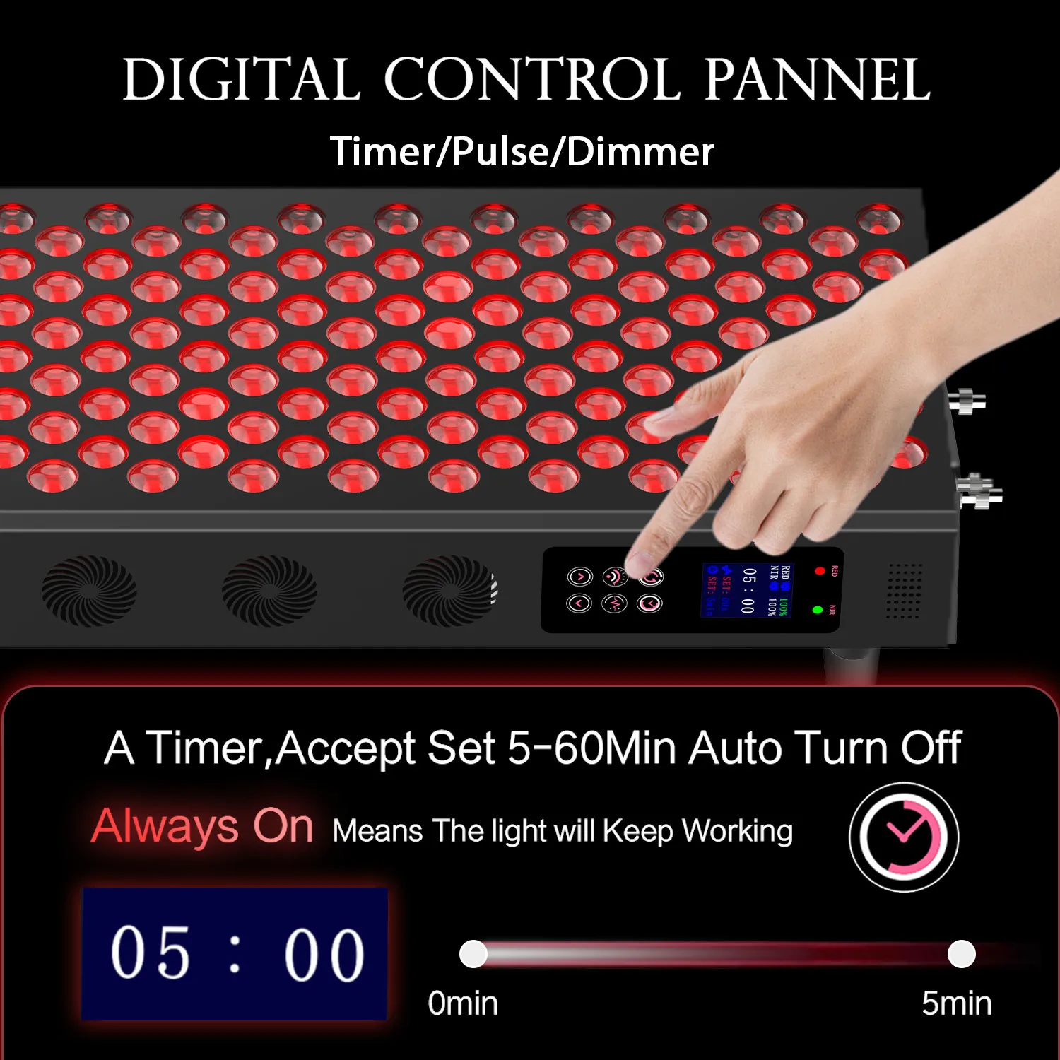 Dual Chips LED Red Light Therapy Panel 660nm 630nm 850nm near Infrared Beauty Device with Timer for Face And Body Care