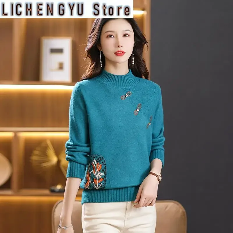 

Autumn Winter Knitted Bottom Shirt Pullover Sweater Women Loose Long Sleeve Casual Woman Knitwear Jumpers